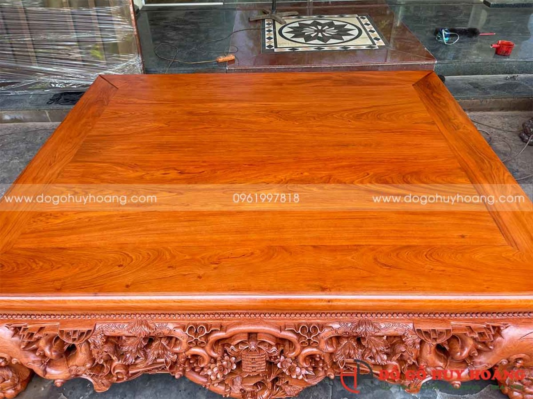 Sập Ngũ Phúc 1M8 X2M2 Hương Đá Vân Đẹp - Đồ gỗ Huy Hoàng